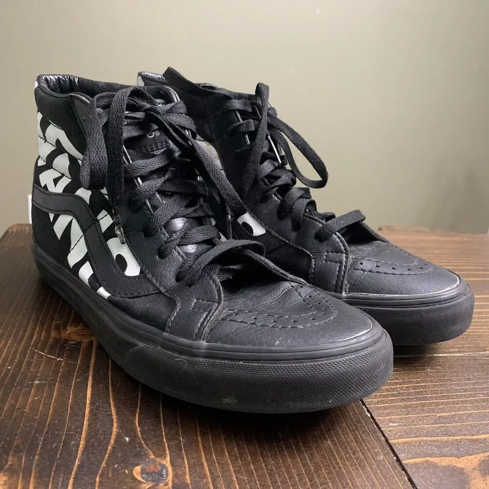 Vans Sk8-Hi Reissue Skate Shoes Black Big Large Logo Mens Sz 7.5 Women Sz 9 - Picture 6 of 10
